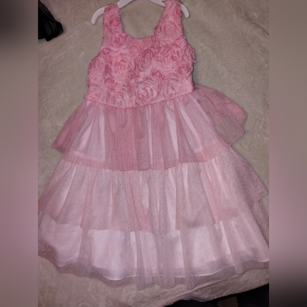 Bonnie Jean Pink Ruffled Strapless A-line Dress